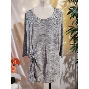 Soft Surroundings Side Twist 3/4 Sleeve Striped Knit Tunic Top Womens Plus 2X